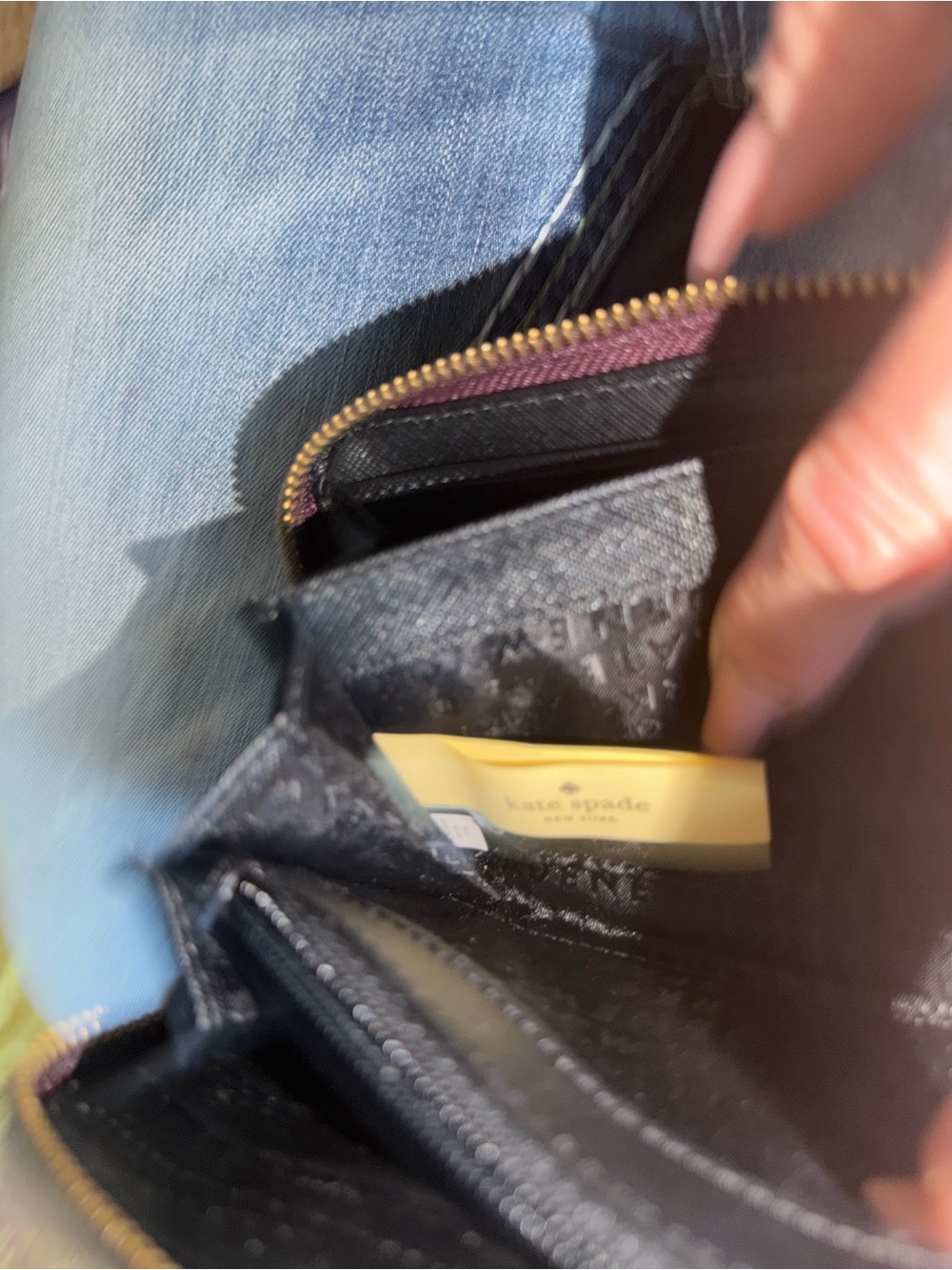 kate spade Plum Zip-Around Wallet with Metal Logo Plate - Picture 7 of 9